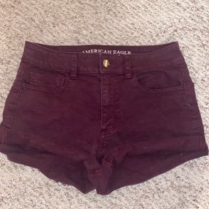 Maroon American Eagle hi rise shortie, size 4